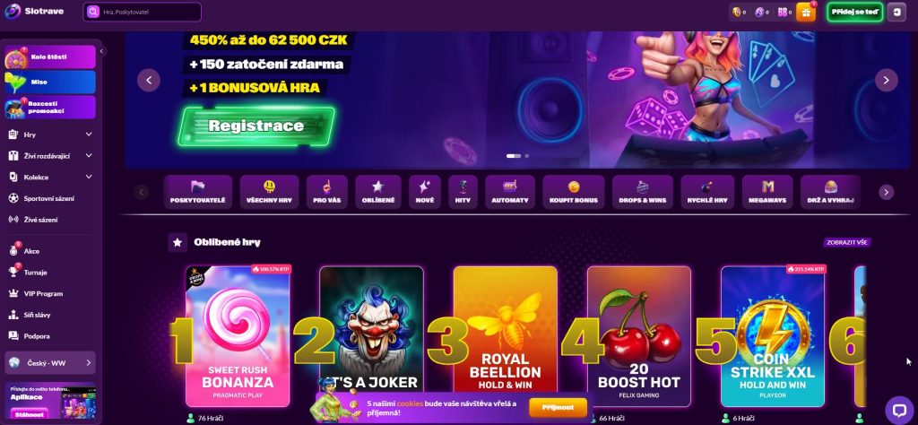 Rozhraní online kasina Slotrave