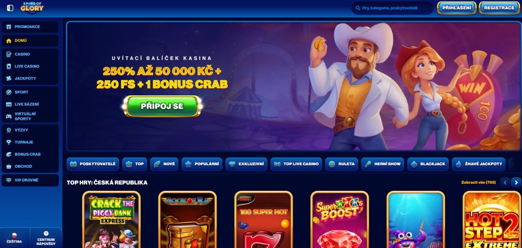 Rozhraní online kasina Spins of Glory