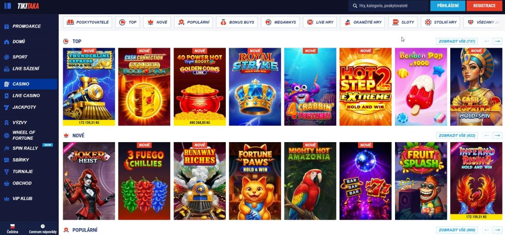 Rozhraní online kasina Tikitaka