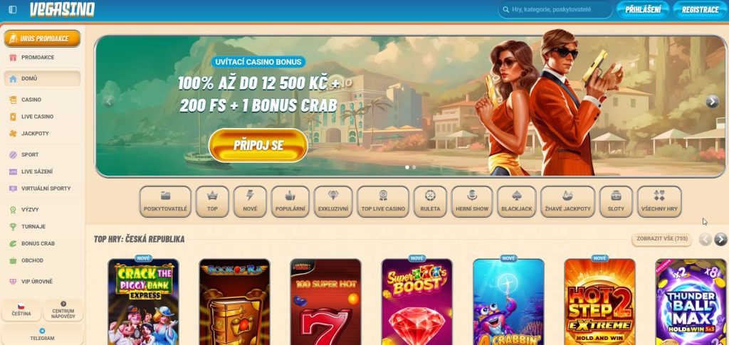 Rozhraní online kasina Vegasino