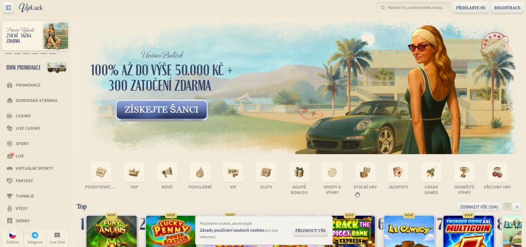 Rozhraní online kasina VipLuck